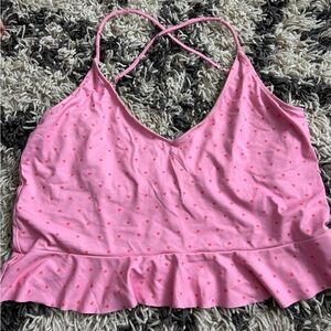 Kortni jeane Pink Heart Patterned Ruffle Hem Cami Top